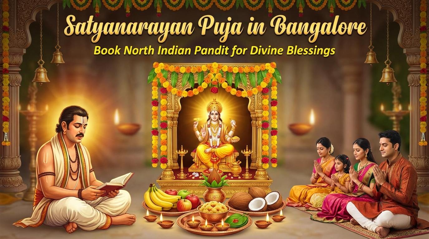 North Indian pandit in Bangalore performing Satyanarayan Puja