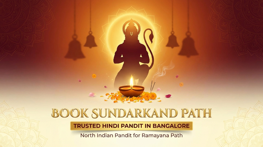 Hanuman altar for Sundarkand Path with Hindi pandit in Bangalore
